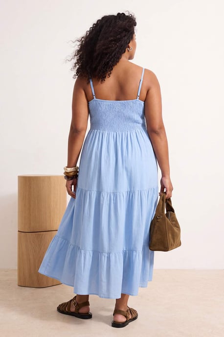 Trendyol Curve Dam Blå Enfärgad Midi Ärmlös Kväll / Vardag Skater Plus size Klänning - Image 3
