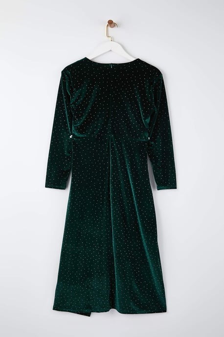 Trendyol Curve Dam Grön Enfärgad Midi Lång Fest A-linje Plus size Klänning - Image 4