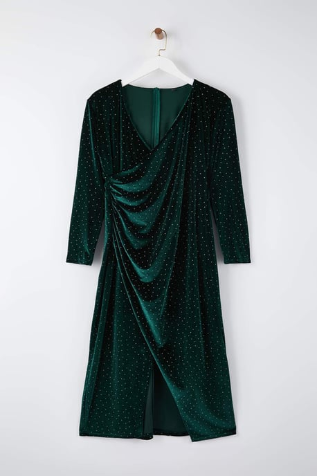 Trendyol Curve Dam Grön Enfärgad Midi Lång Fest A-linje Plus size Klänning - Image 5