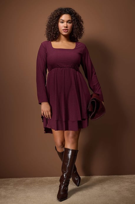 Trendyol Curve Dam Lila Enfärgad Kort / Mini Lång Casual Skater Plus size Klänning - Image 1