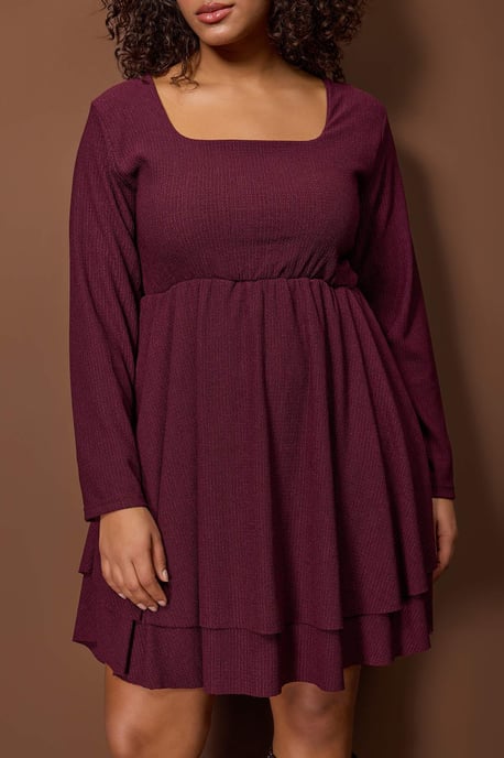 Trendyol Curve Dam Lila Enfärgad Kort / Mini Lång Casual Skater Plus size Klänning - Image 2