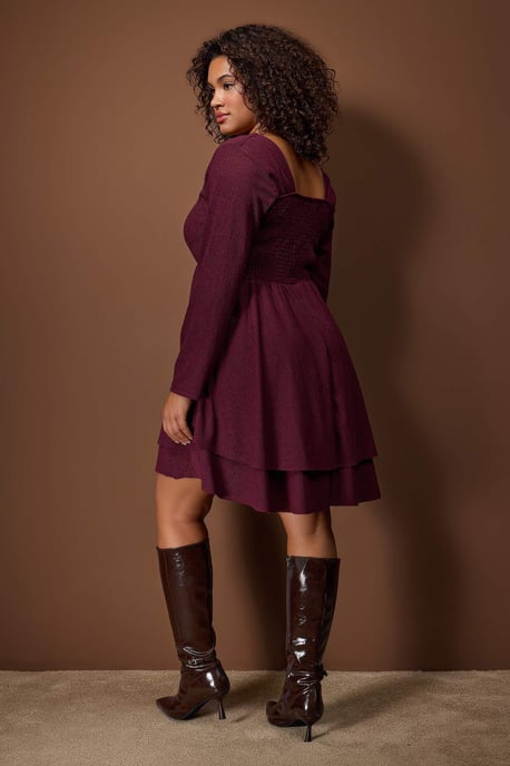 Trendyol Curve Dam Lila Enfärgad Kort / Mini Lång Casual Skater Plus size Klänning - Image 3