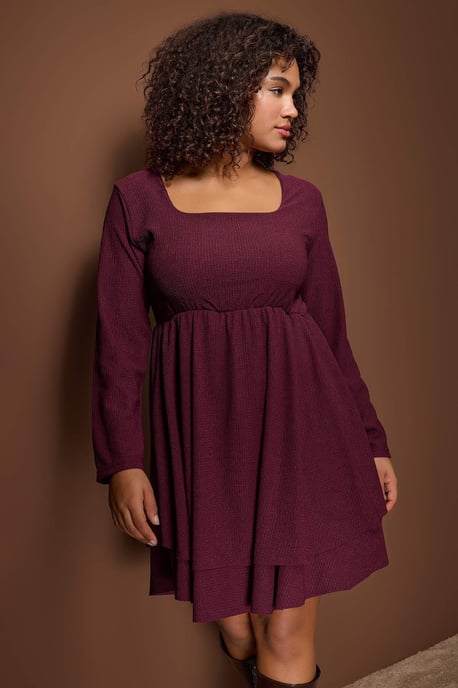 Trendyol Curve Dam Lila Enfärgad Kort / Mini Lång Casual Skater Plus size Klänning - Image 4