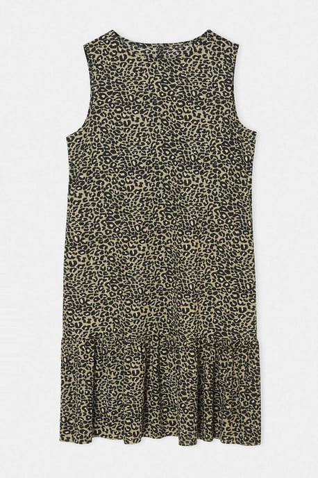 Trendyol Curve Dam Grön Prickig Kort / Mini Ärmlös Casual Rak Plus size Klänning - Image 3