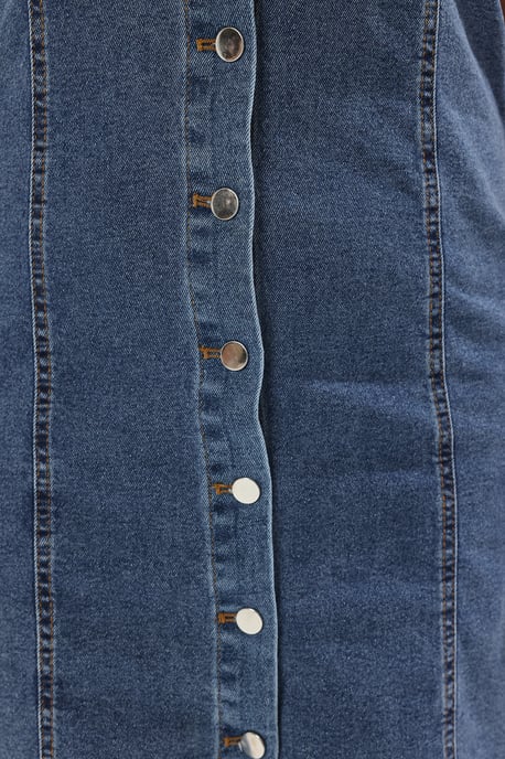 Trendyol Curve Dam Blå Enfärgad Kort / Mini Ärmlös Casual Rak Plus size Klänning - Image 2