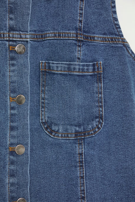 Trendyol Curve Dam Blå Enfärgad Kort / Mini Ärmlös Casual Rak Plus size Klänning - Image 5