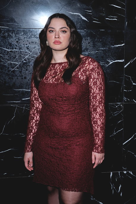 Trendyol Curve Dam Lila Enfärgad Kort / Mini Lång Casual A-linje Plus size Klänning - Image 1