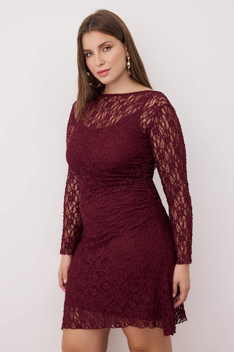 Trendyol Curve Dam Lila Enfärgad Kort / Mini Lång Casual A-linje Plus size Klänning - Image 2