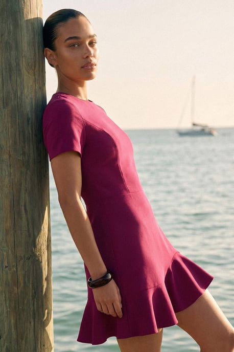 TRENDYOLMİLLA Dames Paars Effen Kort / Mini Kort Skater Jurken - Image 3
