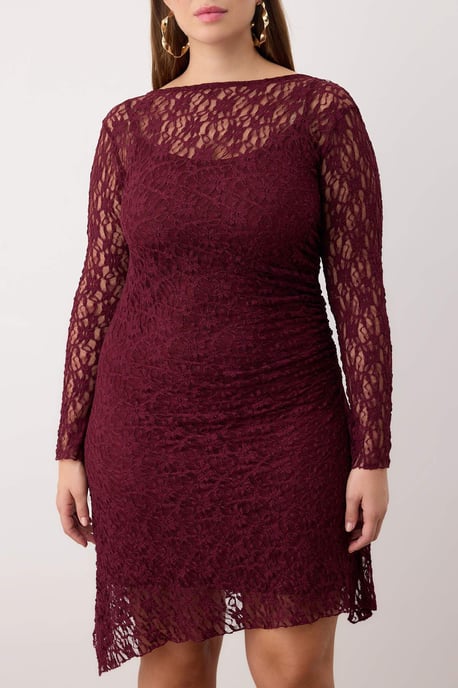Trendyol Curve Dam Lila Enfärgad Kort / Mini Lång Casual A-linje Plus size Klänning - Image 3