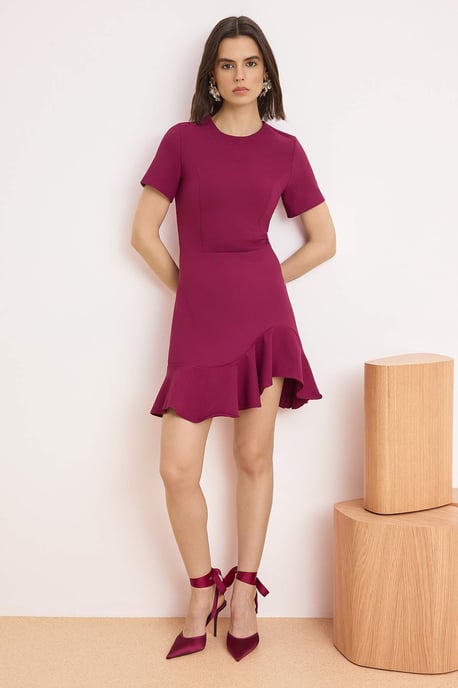 TRENDYOLMİLLA Dames Paars Effen Kort / Mini Kort Skater Jurken - Image 4