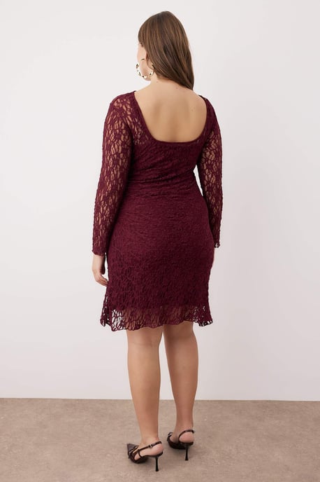 Trendyol Curve Dam Lila Enfärgad Kort / Mini Lång Casual A-linje Plus size Klänning - Image 4