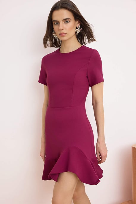 TRENDYOLMİLLA Dames Paars Effen Kort / Mini Kort Skater Jurken - Image 5