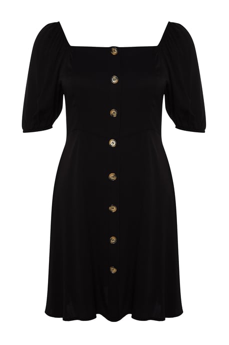 Trendyol Curve Dam Svart Enfärgad Kort / Mini Kort Casual A-linje Plus size Klänning - Image 5