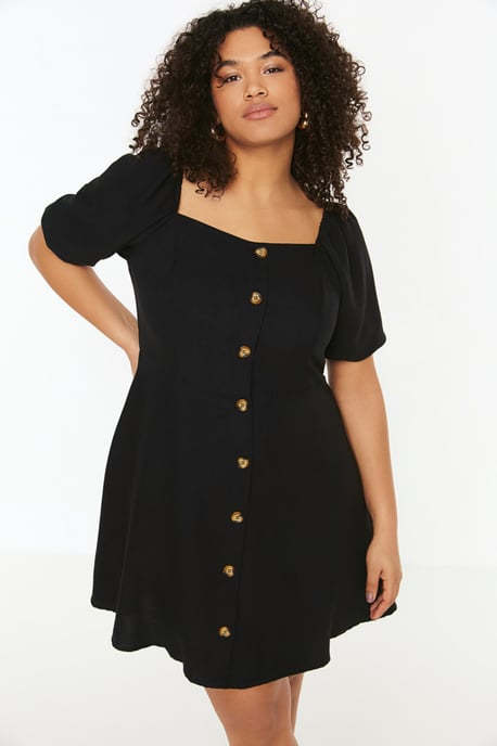 Trendyol Curve Dam Svart Enfärgad Kort / Mini Kort Casual A-linje Plus size Klänning - Image 6