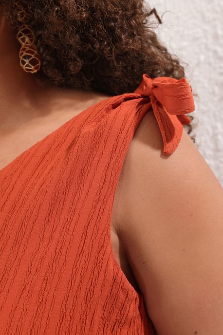 Trendyol Curve Dam Röd Enfärgad Kort / Mini Ärmlös Strandkläder Rak Plus size Klänning - Image 2