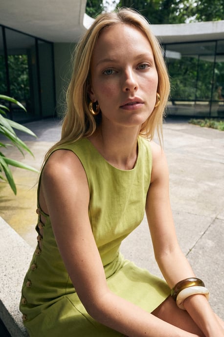 TRENDYOLMİLLA Women's Green Plain Short / Mini Sleeveless A-line Dresses - Image 6