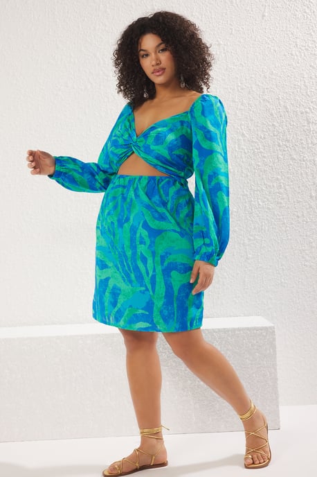 Trendyol Curve Dam Flerfärgad Grafiskt Kort / Mini Lång Strandkläder Rak Plus size Klänning - Image 6