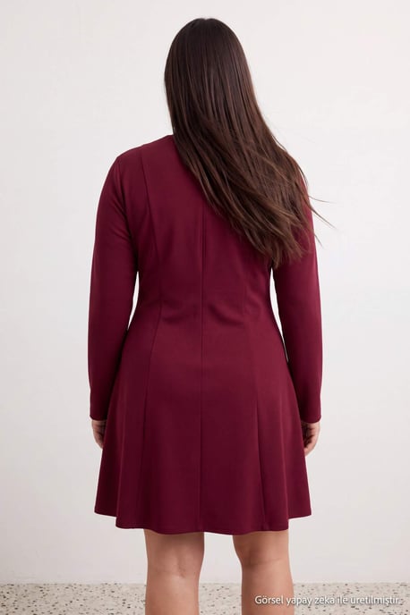 Trendyol Curve Dam Lila Enfärgad Kort / Mini Lång A-linje Plus size Klänning - Image 4