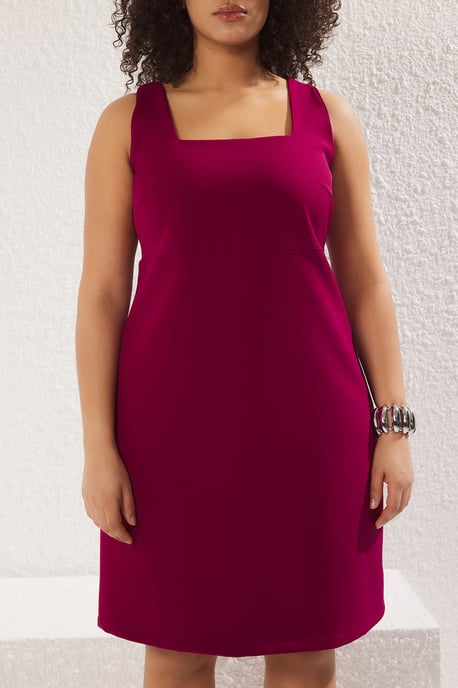 Trendyol Curve Dam Lila Enfärgad Kort / Mini Ärmlös Kväll / Vardag A-linje Plus size Klänning - Image 2