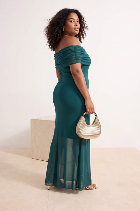 Trendyol Curve Dam Grön Enfärgad Kort / Mini Ärmlös Casual Bodycon Plus size Klänning - Image 3