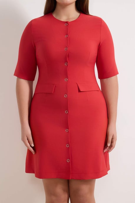 Trendyol Curve Dam Röd Enfärgad Kort / Mini Kort Casual A-linje Plus size Klänning - Image 2