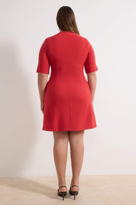 Trendyol Curve Dam Röd Enfärgad Kort / Mini Kort Casual A-linje Plus size Klänning - Image 3