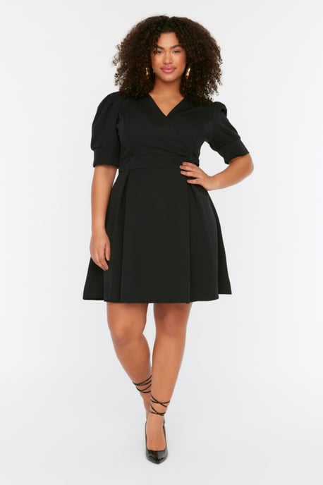 Trendyol Curve Dam Svart Enfärgad Kort / Mini Kort Kväll / Vardag A-linje Plus size Klänning - Image 1