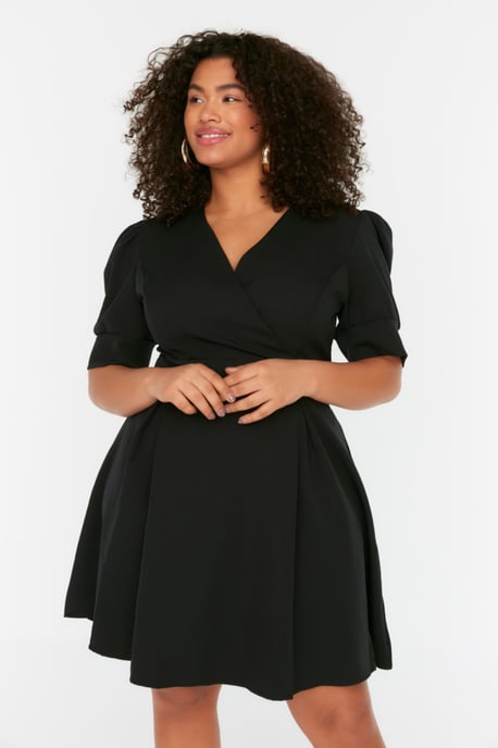 Trendyol Curve Dam Svart Enfärgad Kort / Mini Kort Kväll / Vardag A-linje Plus size Klänning - Image 2