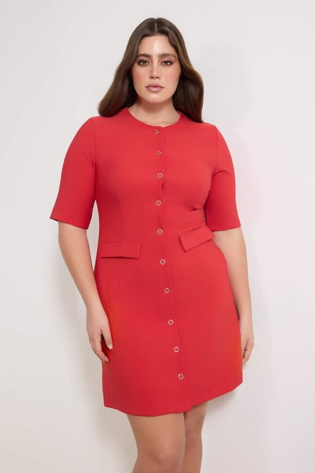 Trendyol Curve Dam Röd Enfärgad Kort / Mini Kort Casual A-linje Plus size Klänning - Image 6