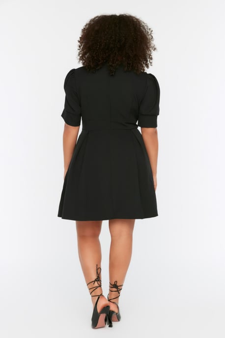 Trendyol Curve Dam Svart Enfärgad Kort / Mini Kort Kväll / Vardag A-linje Plus size Klänning - Image 4
