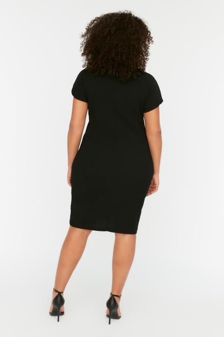 Trendyol Curve Dam Svart Enfärgad Kort / Mini Kort Elegant/Kväll Rak Plus size Klänning - Image 4