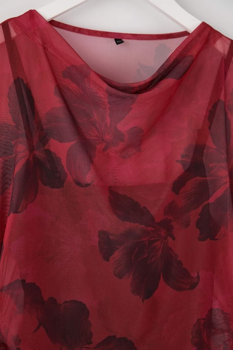 Trendyol Curve Dam Röd Blommig Kort / Mini Lång Casual A-linje Plus size Klänning - Image 5