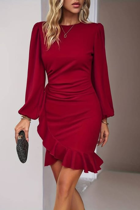 TRENDYOLMİLLA Women's Red Plain Short / Mini Long Stylish/Night Bodycon Dresses - Image 2