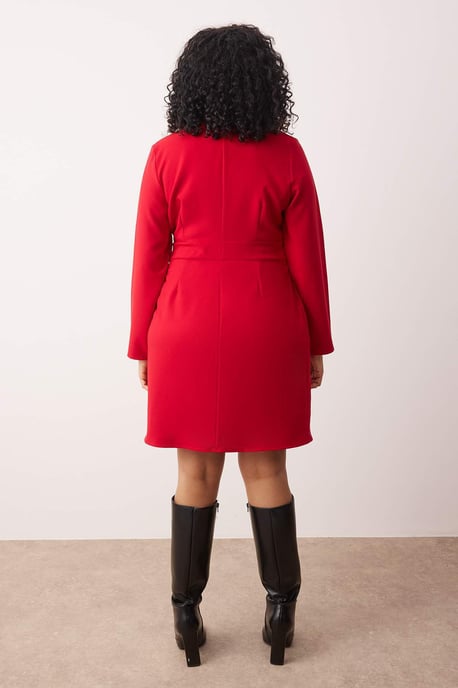 Trendyol Curve Dam Röd Enfärgad Kort / Mini Lång Business Kavaj Klänning Plus size Klänning - Image 3