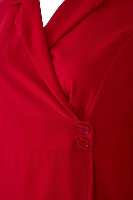 Trendyol Curve Dam Röd Enfärgad Kort / Mini Lång Business Kavaj Klänning Plus size Klänning - Image 4