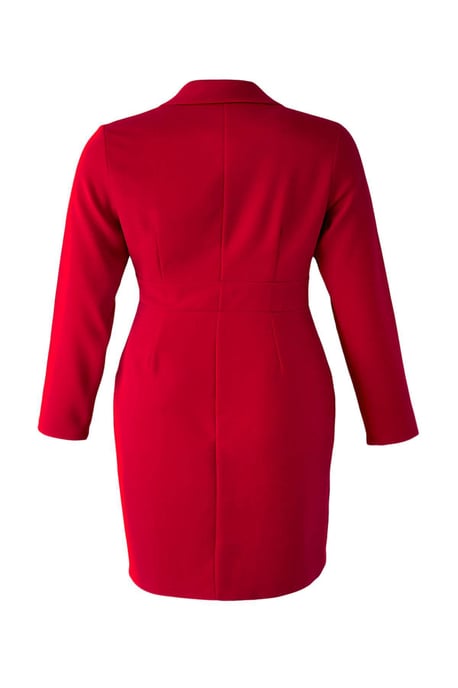 Trendyol Curve Dam Röd Enfärgad Kort / Mini Lång Business Kavaj Klänning Plus size Klänning - Image 5