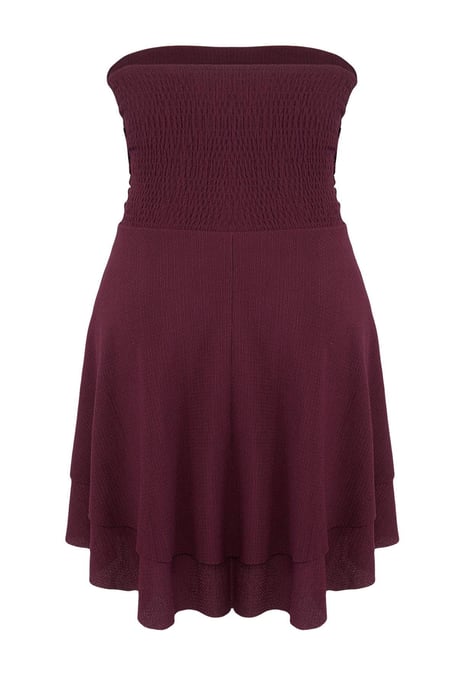 Trendyol Curve Dam Lila Enfärgad Kort / Mini Ärmlös Casual Skater Plus size Klänning - Image 3