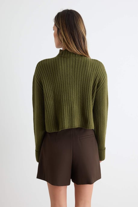 TRENDYOLMİLLA Dames Kaki Effen Lang Loszittend Vesten - Image 3