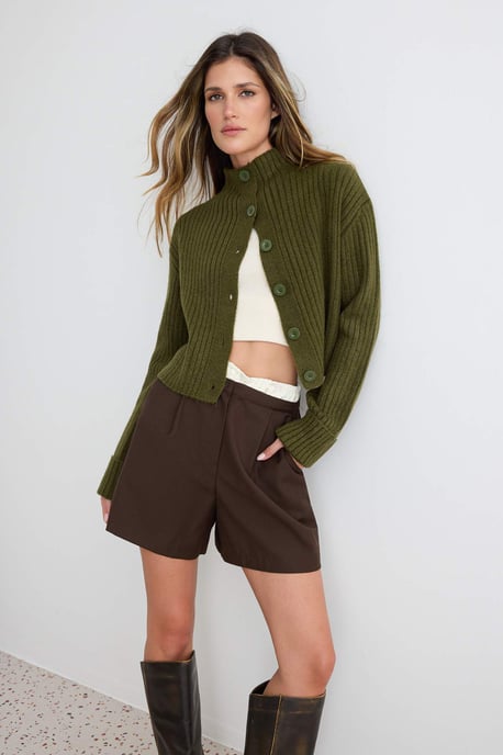 TRENDYOLMİLLA Dames Kaki Effen Lang Loszittend Vesten - Image 6