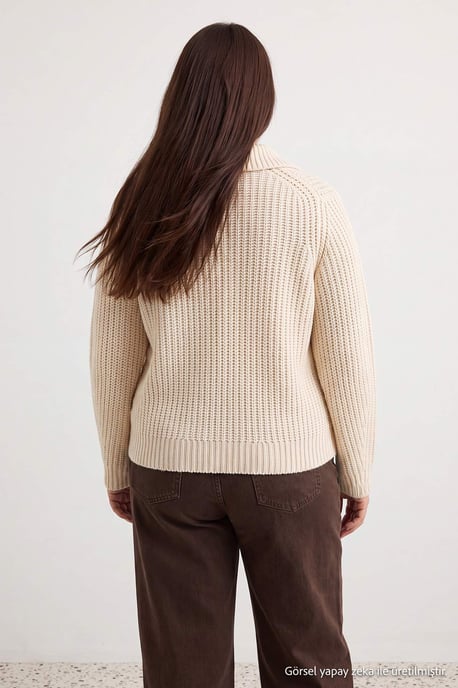 Trendyol Curve Dames Beige Effen Lang Regular fit Grote maten Vesten - Image 5