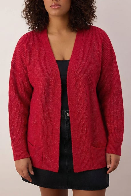 Trendyol Curve Dam Röd Enfärgad Lång Regular fit Plus size Koftor - Image 2