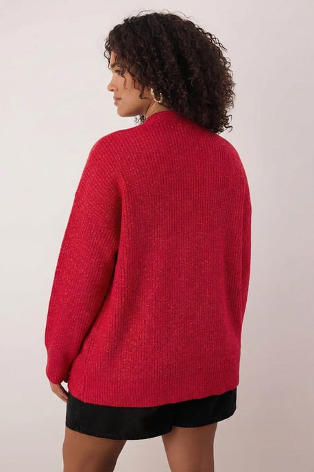 Trendyol Curve Dam Röd Enfärgad Lång Regular fit Plus size Koftor - Image 3
