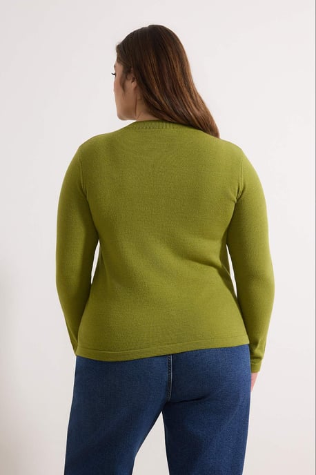 Trendyol Curve Dam Grön Enfärgad Lång Regular fit Plus size Koftor - Image 3