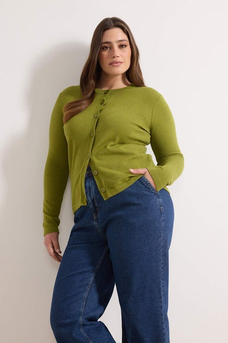 Trendyol Curve Dam Grön Enfärgad Lång Regular fit Plus size Koftor - Image 6