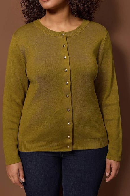 Trendyol Curve Dam Grön Enfärgad Lång Regular fit Plus size Koftor - Image 2