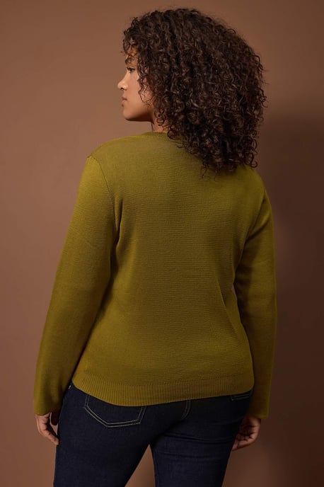Trendyol Curve Dam Grön Enfärgad Lång Regular fit Plus size Koftor - Image 3