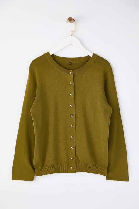 Trendyol Curve Dam Grön Enfärgad Lång Regular fit Plus size Koftor - Image 4