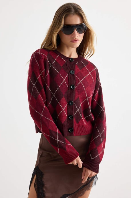 TRENDYOLMİLLA Dames Paars Geruit Driekwart mouw Regular fit Vesten - Image 5