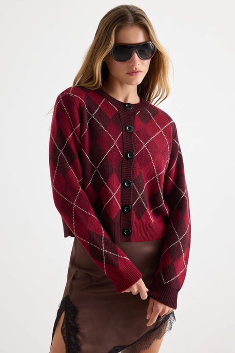 TRENDYOLMİLLA Dames Paars Geruit Driekwart mouw Regular fit Vesten - Image 6